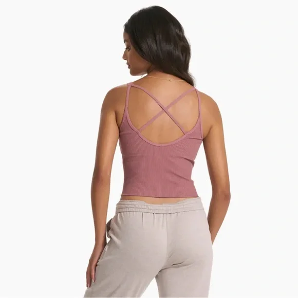 VUORI Women's Rib Crop Tank size large PINK NEW WITH TAGS - Picture 2 of 7